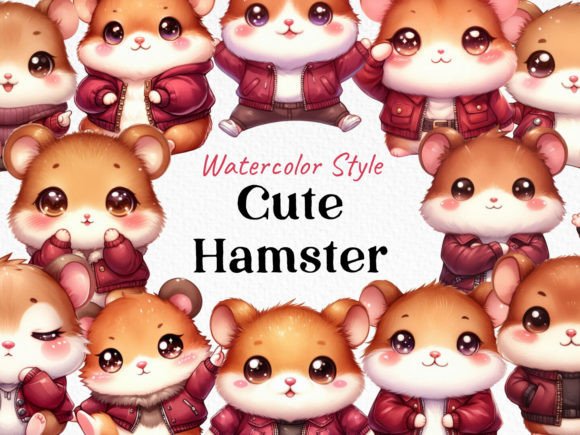 Bundle Watercolor Cute Hamster Clipart: Illustrations Review