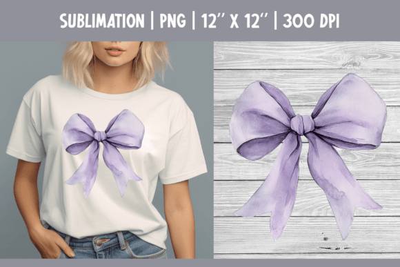 Coquette Watercolor Purple Bow Clipart Illustrations