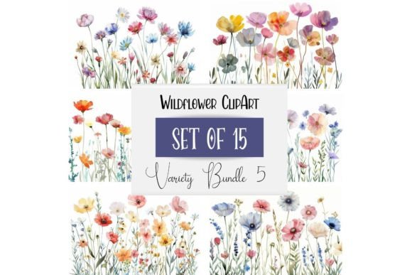 Springtime Watercolor Wildflower Bundle Illustrations