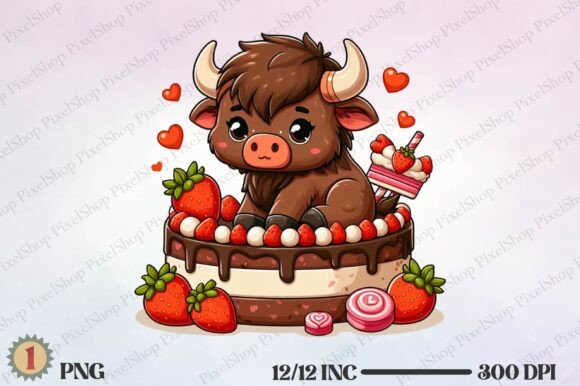 Watercolor Cute Bison PNG for Local Illustrations