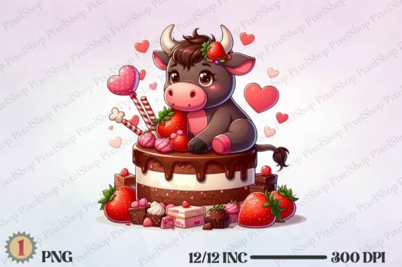 Watercolor Cute Bull PNG: Illustrations for Branding