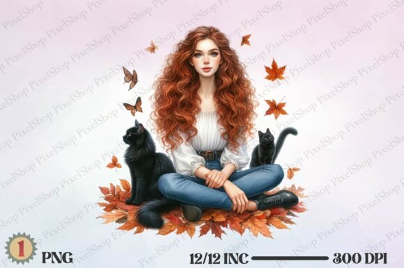 Watercolor Cute Girl with Fall Leaves Freebies Review