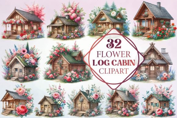 Watercolor Flower Log Cabin Clipart: Illustrations Review