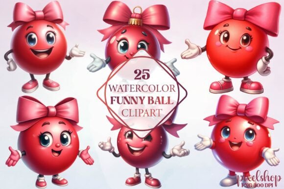 Watercolor Funny Ball Clipart: Playful Illustrations