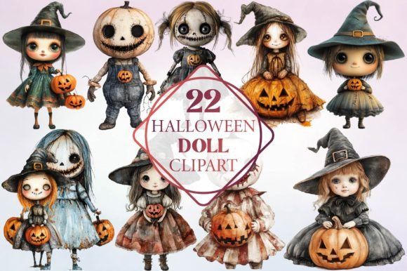 Watercolor Halloween Doll Clipart Illustrations Review