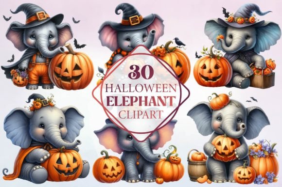 Watercolor Halloween Elephant Clipart Freebies Review