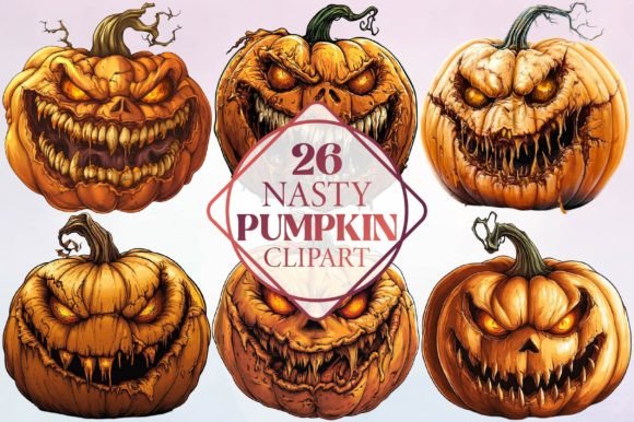Watercolor Nasty Pumpkin Clipart: Freebies for Sellers