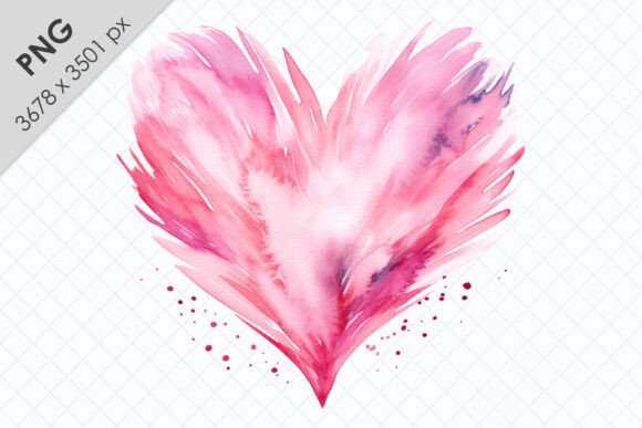 Watercolor Pink Heart Illustrations for Crafters