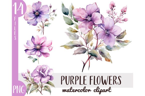 Watercolor Purple Flowers Clipart PNG: Illustrations Review