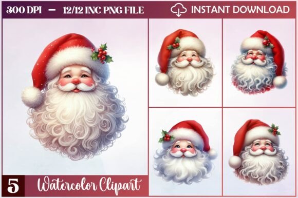 Watercolor Santa Claus Clipart Freebies for Local Branding