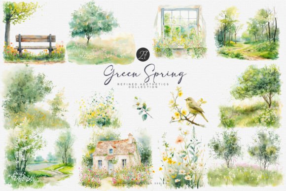 Watercolor Spring Foliage Clipart: An Embroidery Review