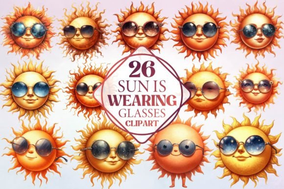 Watercolor Sun is Wearing Glasses: Editorial Illustrations