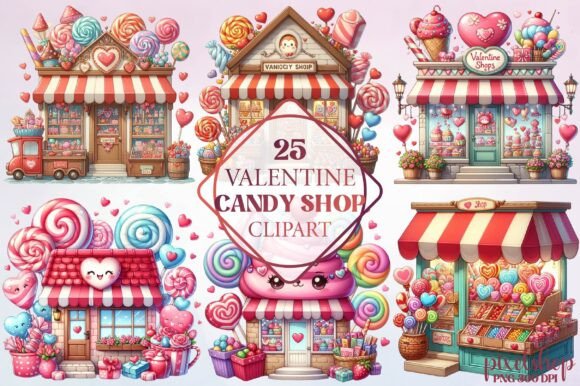 Watercolor Valentine Candy Shop Clipart Review