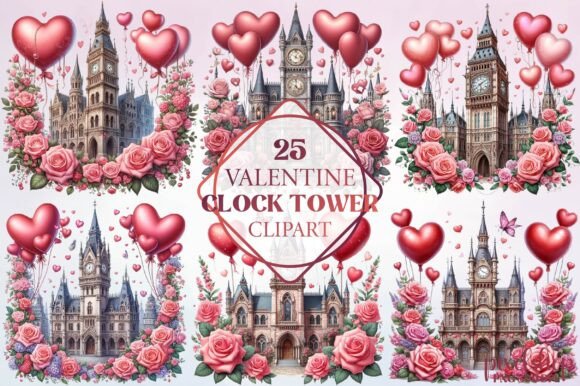 Watercolor Valentine Clock Tower Clipart Freebies Review