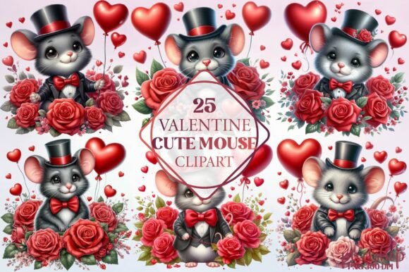 Watercolor Valentine Cute Mouse Clipart Review
