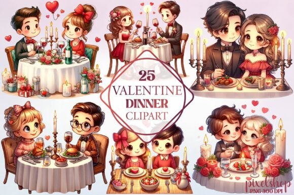 Watercolor Valentine Dinner Clipart Freebies Review