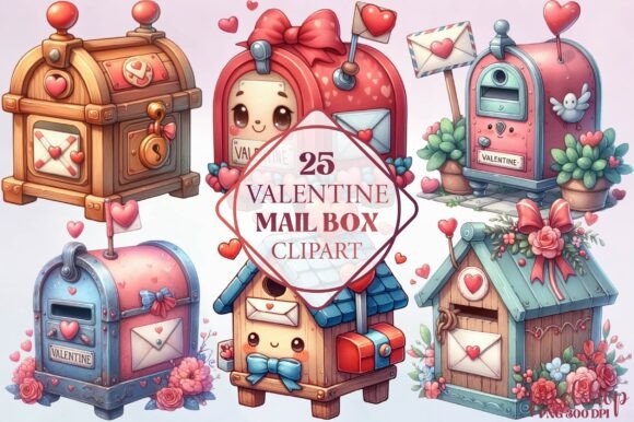 Watercolor Valentine Mail Box Clipart Review