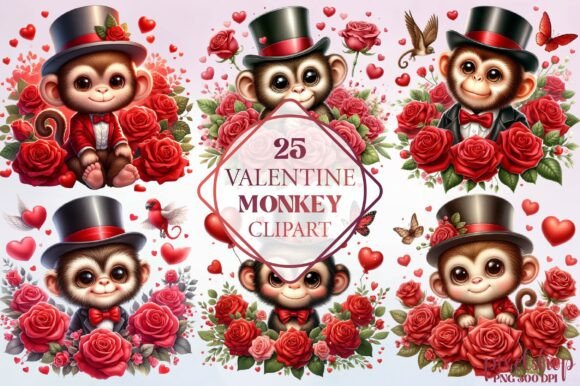 Watercolor Valentine Monkey Clipart Review