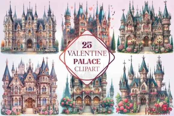 Watercolor Valentine Palace Clipart: Illustrations Review