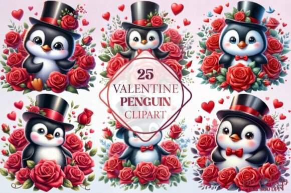 Watercolor Valentine Penguin Clipart: Freebies for Blogs