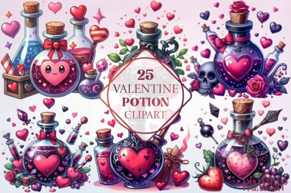 Watercolor Valentine Potion Clipart: Illustrations Review