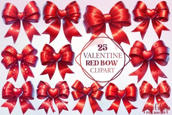 Watercolor Valentine Red Bow Clipart: Freebies Review