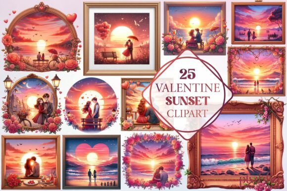 Watercolor Valentine Sunset Clipart: Illustrations Review