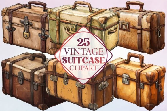 Watercolor Vintage Suitcase Clipart Illustrations Review